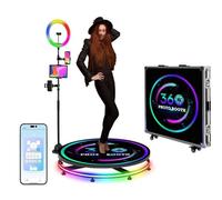 360° Photo Booth Machine - Adjustable Stand + Ring Light, Slow Motion Photo Booth - 8 Speed Adjustable + APP/Remote Control, for Wedding Party, Birthday Party,115cm