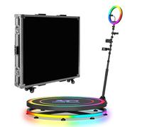 360 Photo Booth Machine Camera Booth for Parties Events Anniversary, App Remote Control Selfie Photo Booth 360 with Flight Case Custom Logo Ring Light