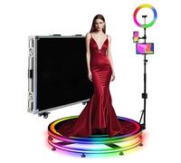 360 Photo Booth Machine for Parties,360 Slow Motion Camera Booth with Custom Logo Control by APP or Remote,Flight Case