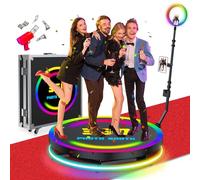 360 Photo Booth Machine for Parties 39.6in,App Remote Control Auto Spin Video Booth with Flight Case, 360 Photo Booth 100cm for 1-5 People,RGB Ring Light, Free Custom Logo, 360 Booth for Party Events