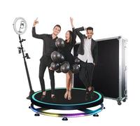 360 Photo Booth Machine for Parties - Ring Light + Flight Case, 7 People Stand On - Remote Control - Automatic Slow Motion - 360 Spin Photo Camera Booth,80CM
