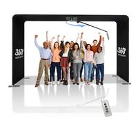 360 Photo Booth Machine, Overhead Slow Motion Rotating Booth with Remote Control, Automatic Spin Full Body Camera for 7-15 People, Free Custom Logo