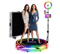 360 Photo Booth Machine,Slow Motion Rotating Video Booth Stand,Software APP Control Custom Logo 360 Photobooth with Flight Case