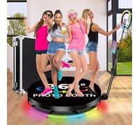 360 Photo Booth Machine - W/Ring Light + Flight Case + Remote, 1-7 People Stand On - 360 Auto Spin Camera Booth - Parties Video/Slow Motion,80cm