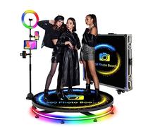 360 Photo Booth Machine with Remote Control & Custom Logo | Automatic Spin Camera Booth for Parties | Software APP & Slow Motion | 5 People Stand