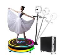 360 Photo Booth Machine with RGB Ring Light, Software APP Remote Control, 1-5 People Stand with Flight Case, for Live Streaming Wedding Birthday Events Exhibitions.
