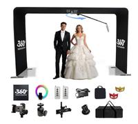 360 Photo Booth, Overhead Rotating Camera with Ring Light, Automatic Spin for Full Body Photos, Suitable for up to 15 People