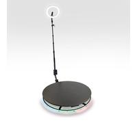 360 Photo Video booth 100cm Platform Rotating Selfie Spinner Party Wedding LED Ring Light Automatic Remote Control Bluetooth Adjustable Arm Slow Motion Battery or Mains Powered Flight Case Money Gun B