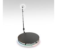 360 Photo Video booth 115cm Platform Rotating Selfie Spinner Party Wedding LED Ring Light Automatic Remote Control Bluetooth Adjustable Arm Slow Motion Battery or Mains Powered Flight Case Money Gun B