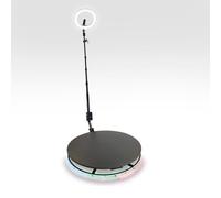 360 Photo Video booth 80cm Platform Rotating Selfie Spinner Party Wedding LED Ring Light Automatic Remote Control Bluetooth Adjustable Arm Slow Motion Battery or Mains Powered Flight Case Money Gun Bl