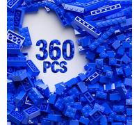 360 Piece White Classic Building Blocks Bulk, 7 Sizes Building Bricks Assortment Pack, Compatible with Lego Parts and Pieces (Blue)