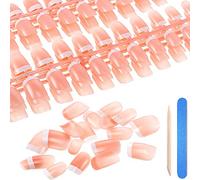 360 Pieces French False Nails Artificial Fingernails Pink White French Fake Nail Tips Kit 12 Sizes Full Cover with Nail Files and Stick for Salon DIY Decoration