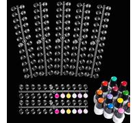 360 Pieces Nail Polish Pattern Dots, Nail Colour Display Chart Round False Nail Display Tips Clear with Self-Adhesive Sticker, Colour Display Tips for Nails for Nail Pattern, Training Cards