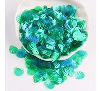 360 Pieces Shell Sequins, Shell Shape Sequins Craft Loose Sequins Cup Iridescent Spangles Handmade DIY Creative Colour Beads Sequins for Craft Wedding Decoration 13 mm, Green A
