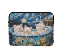 360 Protective Classy Laptop Sleeves 13-14 In quilted Tablet Briefcase Carrying Bag for Work Journey-Sweet Selkirk Rex Cats Retro Bathtub L