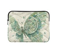 360 Protective Computer Cases for Laptop 13-14 In quilted Case with Zipper for Unisex Adult-Mechanical Style Butterfly Music Notes Mint Green M