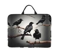 360 Protective Laptop Case 14 inch, Black Crow Birds on a Branch Laptop Sleeve with Handle Shockproof Computer Bag Waterproof Traveling Computer Cover Notebook Case Briefcase Gifts for Men Women