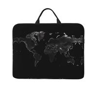 360 Protective Laptop Case 14 inch, Black World Map Laptop Sleeve with Handle Shockproof Computer Bag Waterproof Traveling Computer Cover Notebook Case Briefcase Gifts for Men Women