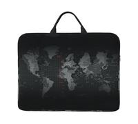 360 Protective Laptop Case 14 inch, Black World Map Laptop Sleeve with Handle Shockproof Computer Bag Waterproof Traveling Computer Cover Notebook Case Briefcase Gifts for Men Women