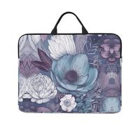 360 Protective Laptop Case 14 inch, Blue Floral Pattern Laptop Sleeve with Handle Shockproof Computer Bag Waterproof Traveling Computer Cover Notebook Case Briefcase Gifts for Men Women