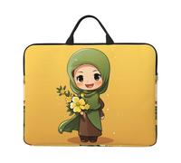 360 Protective Laptop Case 14 inch, Cartoon Muslim Girl Laptop Sleeve with Handle Shockproof Computer Bag Waterproof Traveling Computer Cover Notebook Case Briefcase Gifts for Men Women