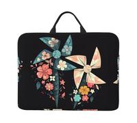 360 Protective Laptop Case 14 inch, Cartoon Windmill Laptop Sleeve with Handle Shockproof Computer Bag Waterproof Traveling Computer Cover Notebook Case Briefcase Gifts for Men Women