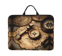 360 Protective Laptop Case 14 inch, Compass and Old World Map Laptop Sleeve with Handle Shockproof Computer Bag Waterproof Traveling Computer Cover Notebook Case Briefcase Gifts for Men Women