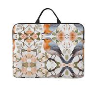 360 Protective Laptop Case 14 inch, Floral Print Watercolor Robin Bird Laptop Sleeve with Handle Shockproof Computer Bag Waterproof Traveling Computer Cover Notebook Case Briefcase Gifts for Men Women