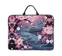 360 Protective Laptop Case 14 inch, Flower Japanese Style Laptop Sleeve with Handle Shockproof Computer Bag Waterproof Traveling Computer Cover Notebook Case Briefcase Gifts for Men Women