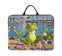 360 Protective Laptop Case 14 inch, Funny Yoga Frog Laptop Sleeve with Handle Shockproof Computer Bag Waterproof Traveling Computer Cover Notebook Case Briefcase Gifts for Men Women
