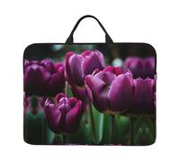 360 Protective Laptop Case 14 inch, Garden Purple Tulips Laptop Sleeve with Handle Shockproof Computer Bag Waterproof Traveling Computer Cover Notebook Case Briefcase Gifts for Men Women