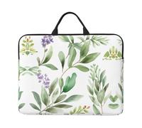 360 Protective Laptop Case 14 inch, Green Flower Watercolor Herb Sage Laptop Sleeve with Handle Shockproof Computer Bag Waterproof Traveling Computer Cover Notebook Case Briefcase Gifts for Men Women