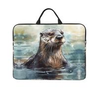 360 Protective Laptop Case 14 inch, Hand Drawn Otter Laptop Sleeve with Handle Shockproof Computer Bag Waterproof Traveling Computer Cover Notebook Case Briefcase Gifts for Men Women