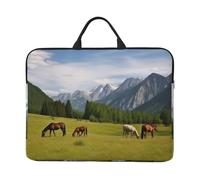 360 Protective Laptop Case 14 inch, Mountain Pasture Grazing Horses Laptop Sleeve with Handle Shockproof Computer Bag Waterproof Traveling Computer Cover Notebook Case Briefcase Gifts for Men Women