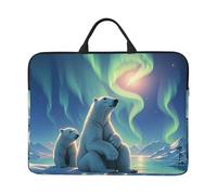 360 Protective Laptop Case 14 inch, Polar Bears & Northern Lights Laptop Sleeve with Handle Shockproof Computer Bag Waterproof Traveling Computer Cover Notebook Case Briefcase Gifts for Men Women