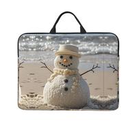 360 Protective Laptop Case 14 inch, Sand Snowman On Beach Laptop Sleeve with Handle Shockproof Computer Bag Waterproof Traveling Computer Cover Notebook Case Briefcase Gifts for Men Women