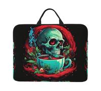 360 Protective Laptop Case 14 inch, Skull Smoking Laptop Sleeve with Handle Shockproof Computer Bag Waterproof Traveling Computer Cover Notebook Case Briefcase Gifts for Men Women