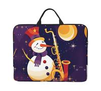 360 Protective Laptop Case 14 inch, Snowman Plays Saxophone Laptop Sleeve with Handle Shockproof Computer Bag Waterproof Traveling Computer Cover Notebook Case Briefcase Gifts for Men Women