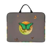 360 Protective Laptop Case 14 inch, Sun and Moon Green Moth Laptop Sleeve with Handle Shockproof Computer Bag Waterproof Traveling Computer Cover Notebook Case Briefcase Gifts for Men Women