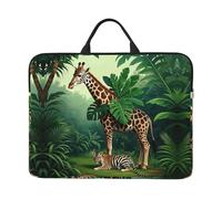 360 Protective Laptop Case 14 inch, Tropical Leaf Tiger Zebra Giraffe Laptop Sleeve with Handle Shockproof Computer Bag Waterproof Traveling Computer Cover Notebook Case Briefcase Gifts for Men Women