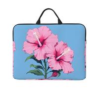 360 Protective Laptop Case 14 inch, Two Pink Hibiscus Flowers Laptop Sleeve with Handle Shockproof Computer Bag Waterproof Traveling Computer Cover Notebook Case Briefcase Gifts for Men Women