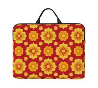 360 Protective Laptop Case 14 inch, Vintage Red and Yellow Flowers Laptop Sleeve with Handle Shockproof Computer Bag Waterproof Traveling Computer Cover Notebook Case Briefcase Gifts for Men Women