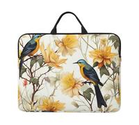 360 Protective Laptop Case 14 inch, Yellow Flowers and Birds Laptop Sleeve with Handle Shockproof Computer Bag Waterproof Traveling Computer Cover Notebook Case Briefcase Gifts for Men Women