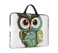 360° Protective Laptop Sleeve 14 in Laptop Case Bag Cartoon Green Cute Owl Computer Carrying Cover with Handle