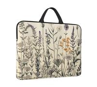 360° Protective Laptop Sleeve 14 in Laptop Case Bag Floral Herbs Botanical Engraving Computer Carrying Cover with Handle