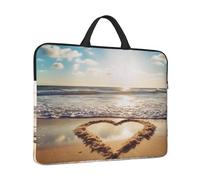 360° Protective Laptop Sleeve 14 in Laptop Case Bag Heart Shape Romantic Beach Computer Carrying Cover with Handle
