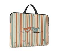 360° Protective Laptop Sleeve 14 in Laptop Case Bag Love Birdie Stripe Computer Carrying Cover with Handle