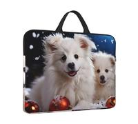 360° Protective Laptop Sleeve 14 in Laptop Case Bag Merry Christmas White Snow Dog Computer Carrying Cover with Handle