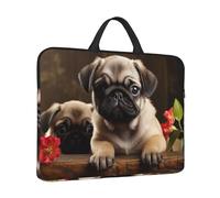 360° Protective Laptop Sleeve 14 in Laptop Case Bag Puppys Pug Computer Carrying Cover with Handle