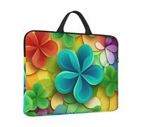 360° Protective Laptop Sleeve 14 in Laptop Case Bag Rainbow Circle Shamrock Computer Carrying Cover with Handle